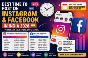 Best time to post on Instagram and Facebook in India 2026 infographic