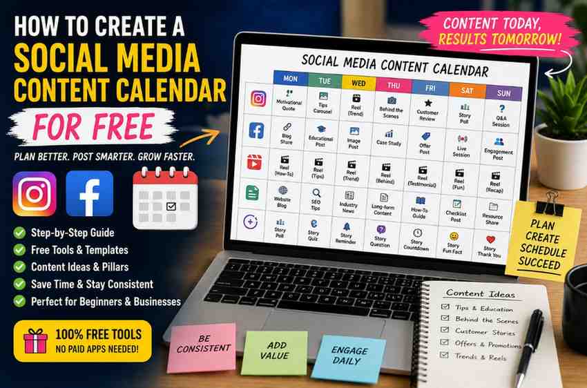How to create a social media content calendar for free infographic